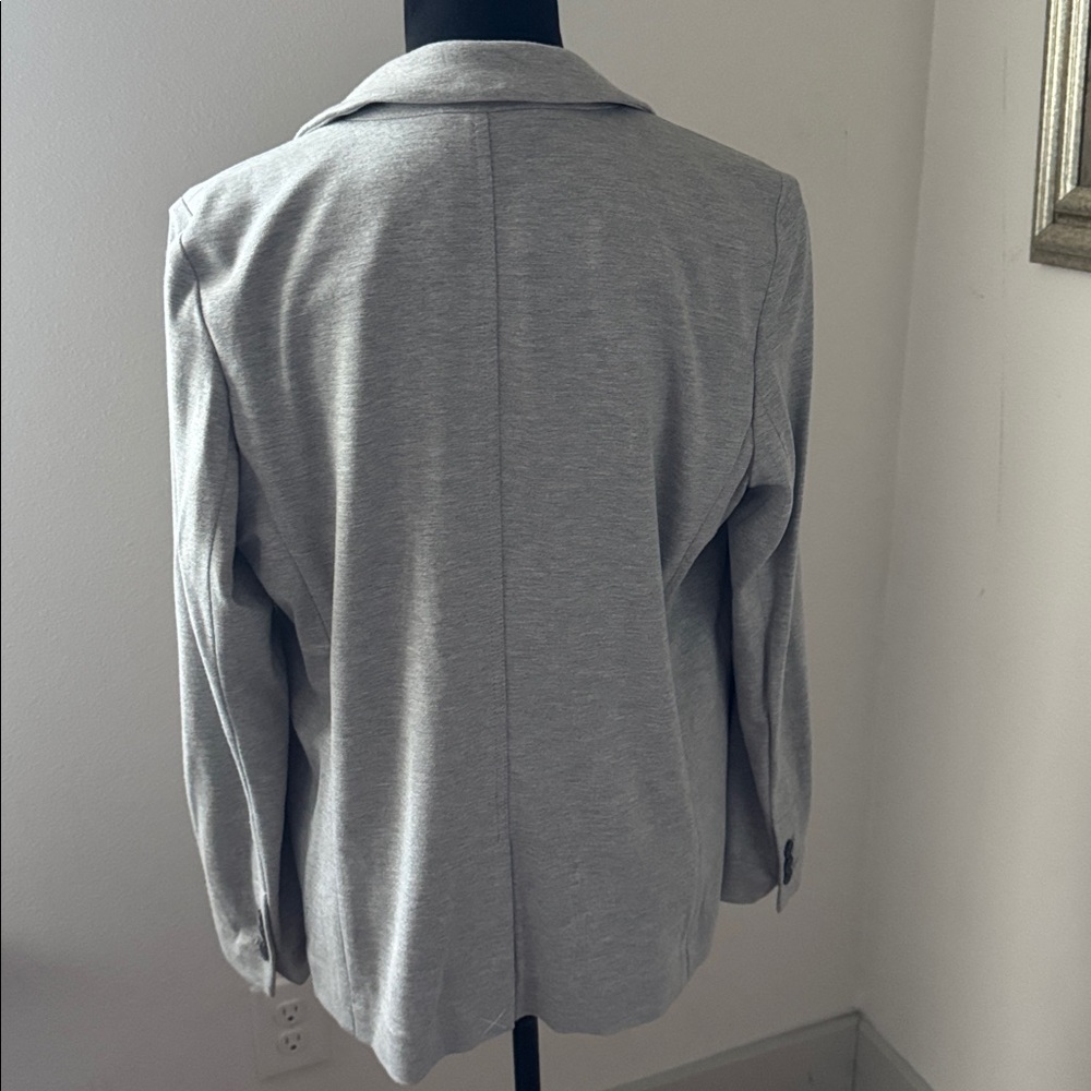 LOFT Petites light Gray Knit Ponte single front Blazer front Pockets Sz LP NWT - Picture 4 of 10